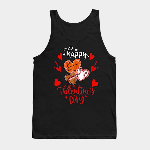 Happy Valentine's Day Basketball Baseball Football Tank Top by Gearlds Leonia